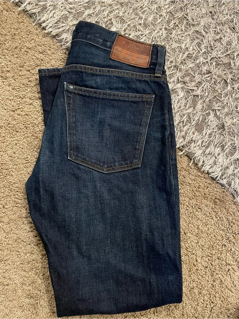 J. Crew Men's Straight Jeans in Dark Indigo Blue